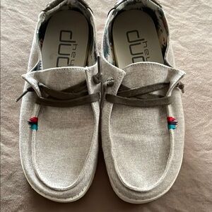 Hey Dude Light Gray Shoes with Colorful Stitching
